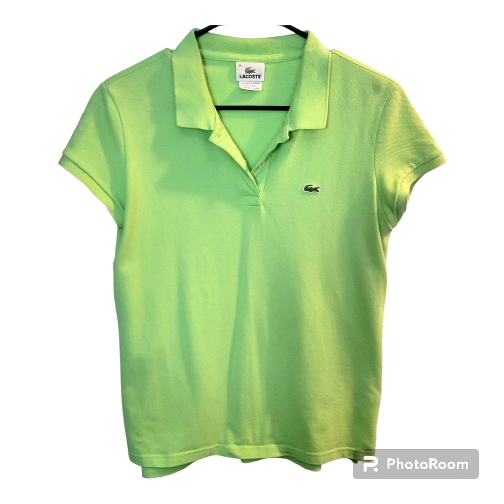 Lacoste Women's Green Short-Sleeve Polo Shirt | Women's Size 44